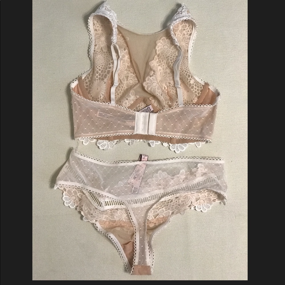 🤍 Victorias Secret 🤍 Appliqué Lace Crop Bralette Top & Panty Set - NEW w/Tags - Picture 11 of 14